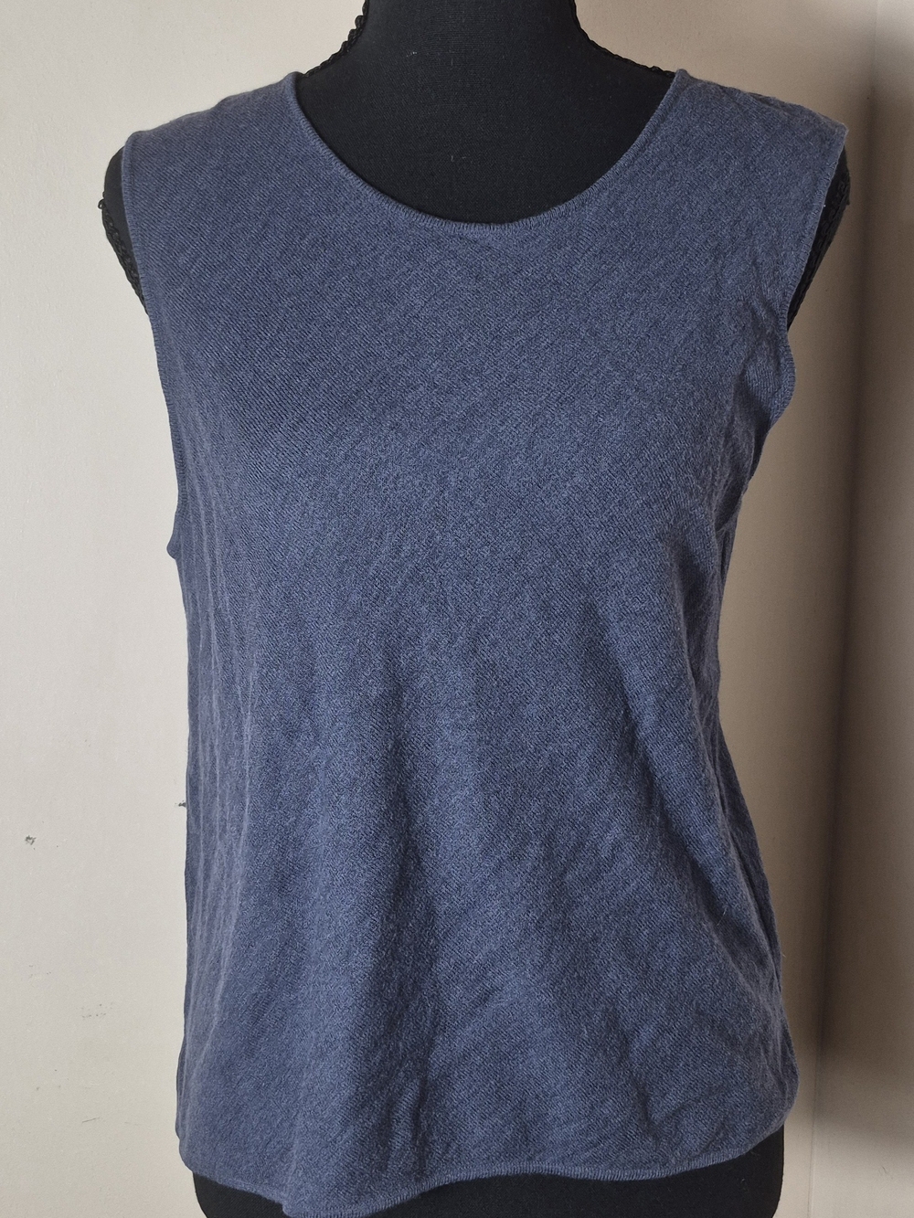 Eileen Fisher Gray 100% Merino Wool Asymmetrical Crew Neck Vest Medium